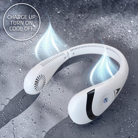 White Rechargeable Bladeless Neck Fan - Picture 7 of 9